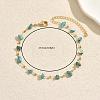 Beach Natural Turquoise Chip Beads Brass Anklets for Women GS4287-1-1