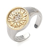 Brass Micro Pave Clear Cubic Zirconia Cuff Rings RJEW-G364-01GP-01-4