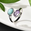 Natural Amethyst & Amazonite Finger Rings RJEW-A068-02P-02-2