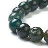 Natural Moss Agate Beaded Stretch Bracelets BJEW-A117-C-44-3