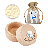 1Pc Wood Baby Boy Tooth Keepsake Cases with Lids CON-FH0001-61A-1