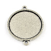 Tibetan Style Alloy Flat Round Cabochon Connector Settings TIBE-Q038-001D-AS-RS-1
