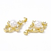 Rack Plating Brass Micro Pave Clear Cubic Zirconia Charms ZIRC-C041-16G-3