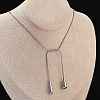 304 Stainless Steel Snake Chain Lariat Necklaces with Teardrop Ends NJEW-D300-02G-1