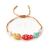 Summer Beach AdHandmade Porcelain Fish Shell Shape and Plastic Pearl Braided Bead Bracelets for Women WG2D1DA-01-1