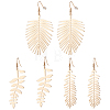 3 Pairs 3 Style Alloy Leaf Long Dangle Earrings for Women EJEW-AN0001-73-1