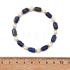 Natural Lapis Lazuli & Shell Pearl & Brass Beads Stretch Bracelets for Women BJEW-JB13865-02-4