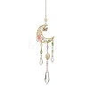 Brass Moon Sun Leaf & Acrylic Flower Suncatcher HJEW-TA00499-1