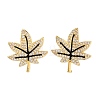 Rack Plating Leaf Brass Stud Earrings EJEW-N055-36G-RS-1