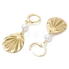 201 Stainless Steel Shell Pearl Hoop Earrings EJEW-JE06181-01-4