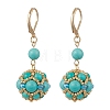 Gemstone & Seed Beads Leverback Dangle Earring for Women EJEW-MZ00725-6