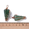 Natural Green Aventurine Copper Wire Wrapped Big Pendants G-B073-02RG-02-3