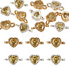 12Pcs 2 Colors Brass Pave Cubic Zirconia Heart Links Connector Charms KK-TA0003-48C-2
