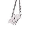 201 Stainless Steel Black Enamel Baby Bear Mother Bear Split Pendant Necklaces for Mother's Day WG98DEA-03-4