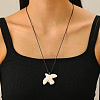 Porcelain White Peace Pigeon Pendant Waxed Cord Necklaces FS-WG0A779-01-1