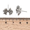 Brass Micro Pave Clear Cubic Zirconia Bowknot Stud Earring Findings KK-G553-08P-3