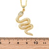 Brass Micro Pave Clear Cubic Zirconia Snake Pendant Necklaces NJEW-S438-02K-G-5