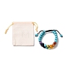 Round Synthetic Turquoise(Dyed) & Mixed Stone Braided Bead Bracelet for Girl Wome BJEW-JB06961-03-7