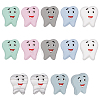14Pcs 7 Colors Tooth Food Grade Eco-Friendly Silicone Beads SIL-FH0001-06-1