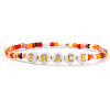 Bohemian Handmade Word Resin & Plastic Colorful Glass Beaded Friendship Stretch Bracelets for Men Women PI5207-5-1