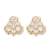 Brass Micro Pave Cubic Zirconia Stud Earring Findings KK-Z094-09G-2