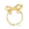 Bowknot Brass Open Cuff Rings for Women RJEW-C098-28G-3