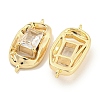 Brass Pave Rectangle Clear Glass Connector Charms KK-S386-19G-2