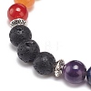 Natural Mixed Gemstone Curved Rectangle Beaded Stretch Bracelet BJEW-JB08987-6