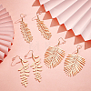 3 Pairs 3 Style Alloy Leaf Long Dangle Earrings for Women EJEW-AN0001-73-7