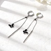304 Stainless Steel Enamel Butterfly Tassel Hoop Earrings EJEW-G453-10P-2