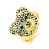 Bear Brass Micro Pave Cubic Zirconia Open Cuff Ring for Women RJEW-U003-22E-G-1