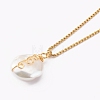 Natural Baroque Pearl Keshi Pearl Pendant Necklaces NJEW-JN03372-03-1