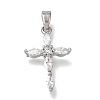 Brass Micro Pave Clear Cubic Zirconia Pendants CU-CBA9883-05B-P-1