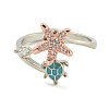 Turtle & Starfish Enamel Rotatable Cuff Rings for Women RJEW-M016-08P-3