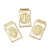 Brass Pave Natural White Shell Religion Rectangle Pendants KK-Q068-32G-1