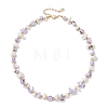Dyed Nuggets Natural Trochid Shell & Round Electroplate Synthetic Non-magnetic Hematite Beaded Necklaces for Women NJEW-JN05801-01-4