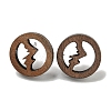 Walnut Wooden Stud Earrings EJEW-B060-03-1