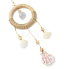 Coastal Shell & Glass Round Hanging Ornament HJEW-TA00472-2