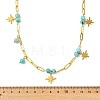 304 Stainless Steel Paperclip Chain Star Pendant Necklaces with Natural Hemimorphite Beads for Women NJEW-JN06251-02-4