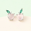Brass Micro Pave Cubic Zirconia Apple Stud Earrings EJEW-L278-04P-2