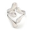 Non-Tarnish 304 Stainless Steel Teardrop Open Cuff Ring for Women RJEW-A043-14P-2