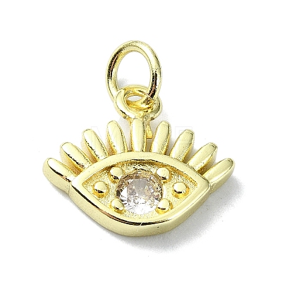 Eye Theme Brass Micro Pave Cubic Zirconia Charms KK-H475-58G-10-1