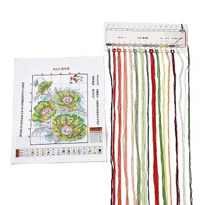 Poppy Pattern DIY Cross Stitch Beginner Kits DIY-NH0001-01-1