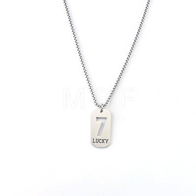 201 Stainless Steel Lucky Number 7 Dog Tag Necklaces for Women Men WGF2A89-01-1