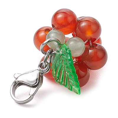 Grape Natural Carnelian Pendant Decoration HJEW-TA00293-02-1