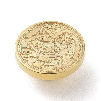 Golden Plated Brass Wax Sealing Stamp Head KK-K363-01G-02-1