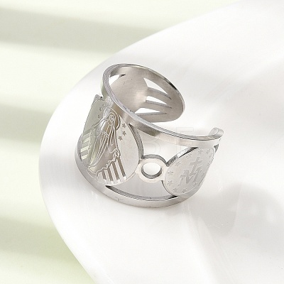 304 Stainless Steel Open Cuff Rings for Women RJEW-A099-01P-1