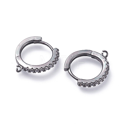 Brass Micro Pave Cubic Zirconia Huggie Hoop Earring Findings ZIRC-G156-07B-1