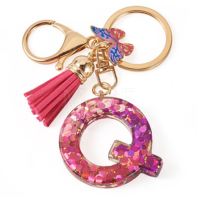 Alloy Resin Butterfly Keychains KEYC-TADJ0002-02G-Q-1