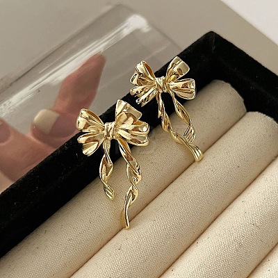 Retro Bowknot Brass Stud Earrings for Womenes BM9538-8-1